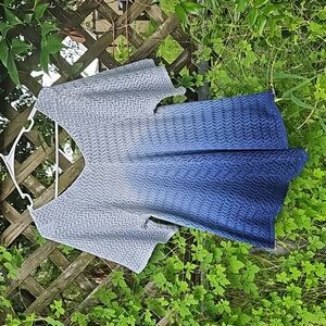 Blue Ombre Knit Crochet Flowey Whimsical Fairycore Top